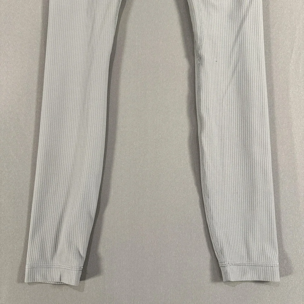 Lululemon Leggings Womens 0 Gray High Rise Ankle Ribbed Nylon Spandex Yoga Gym